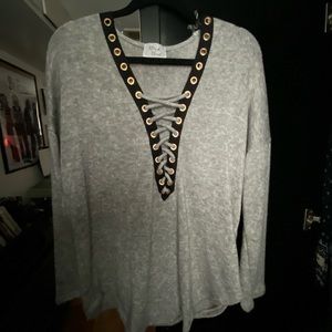 Deep V Gray Sweater